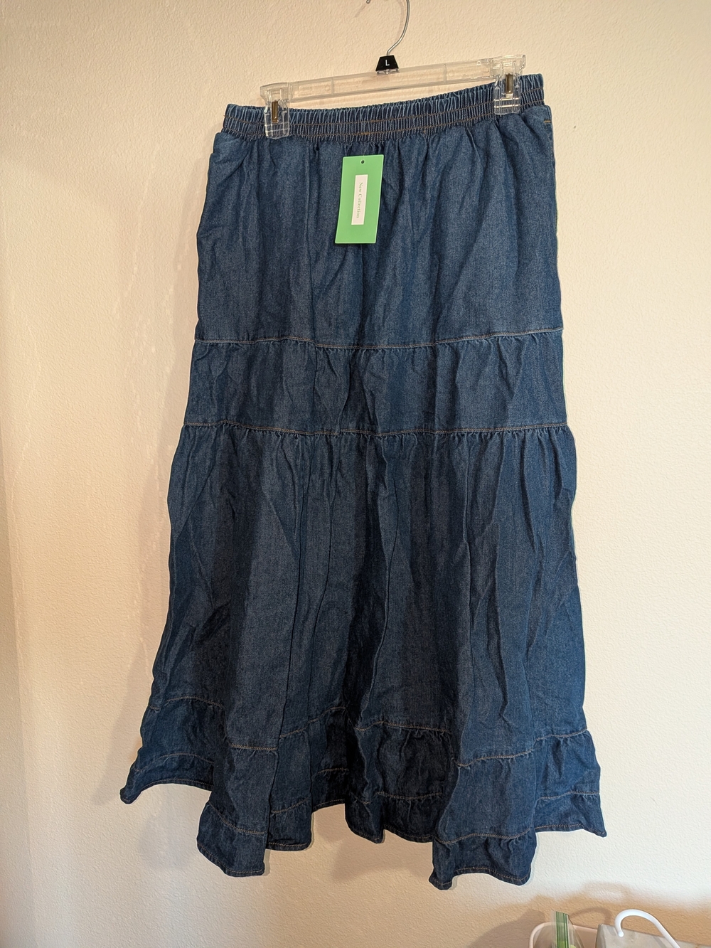 Amazon Denim Tiered Maxi Skirt - Blue